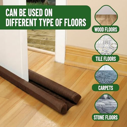 Evelots Door Draft Stopper, Covers Door Gaps up to 2 Inches, Door Noise Blocker, Window Breeze Blocker, Adjustable Door Sweeps, 36 Inches Long, Can be Cut to Size, Brown