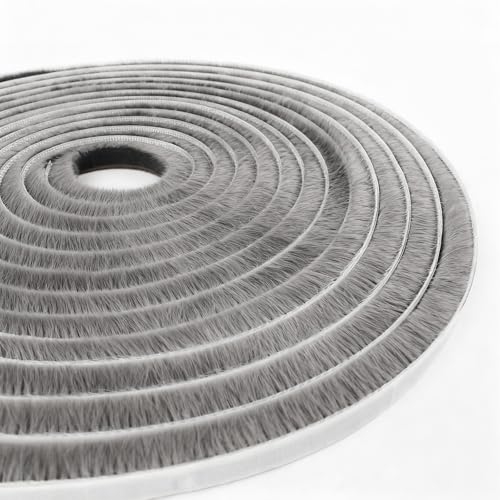 TamBee Weather Stripping Door Seal Strip, Self-Adhesive Pile Brush Weatherstripping for Sliding Window and Door Frame Insulation Tape, 3/8in x 3/8in x 16.5ft, Gray - color: Gray, size: 3/8in*3/8in*16.5ft
