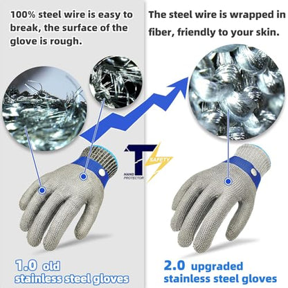 2.0 ANSI A9 Cut Resistant Gloves Stainless Steel Mesh Metal Wire Glove Durable Rustproof Reliable Cutting Glove for Meat Processing, Food Cutting (Medium - size: Medium (Pack of 1)