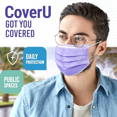 Medtecs Face Mask Disposable – Available in 50 & 2,000 pcs – ASTM Level 1, 3-Ply Breathable, Soft Fit – Adult Size – Ideal for Commuting & Daily Wear - color: 05. Purple, size: Adult - 50PC