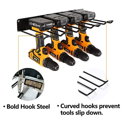 UU-Major Power Tool Organizer with Charging Station,Drill Holder Wall Mount,Garage Storage Shelves for Organization and Storage,Heavy Duty Pegboard Wall Organizer Set Solid Metal Black - style: 1shelf+1rack