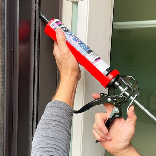 – KBX65 – Heavy Duty - 360 Swivel Barrel Caulking Gun – 26:1 Thrust – Quick Release Trigger – Dripless - 10 oz Professional Manual Caulk Gun – (9) Piece Tool Kit – Qty (1)