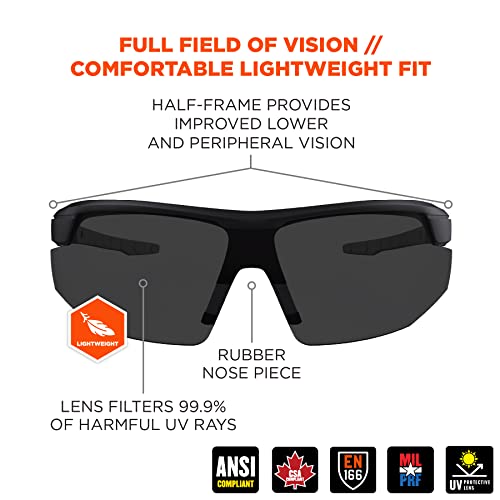 Ergodyne Skullerz SKOLL Anti Scratch Safety Glasses, Anti-Fog, ANSI z87.1 - color: Smoke Lens