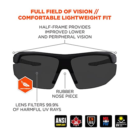 Ergodyne Skullerz SKOLL Anti Scratch Safety Glasses, Anti-Fog, ANSI z87.1 - color: Smoke Lens