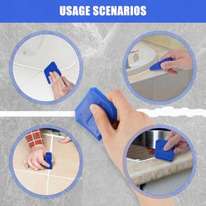 4Pcs Caulking Tool, Silicone Sealant Finishing Grout Tools Kit, Sealing Hand Caulk Removal Tool - color: Blue 4pcs