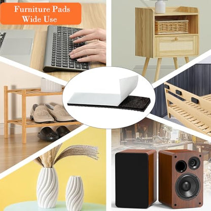 Fursafe&Q Non Slip Furniture Pads - Furniture Grippers for Hardwood Floors, 30 PCS Brown Non Skid Pads for Furniture Legs, Self Adhesive Rubber Furniture Floor Protectors - Keep Furniture in Place - size: 30 Pcs Rectangular