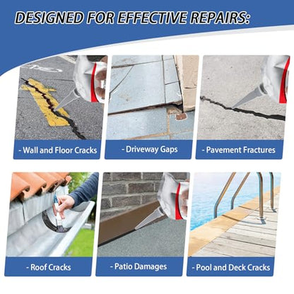 Asphalt Crack Filler, Self Leveling Asphalt Crack Sealant, Driveway Repair Sealer, Concrete Joint Filler for Slabs, Blacktop, Driveway,Walkway, Road,Patio(6 Pack,Black) - style: 6 Pcs,6.6LB