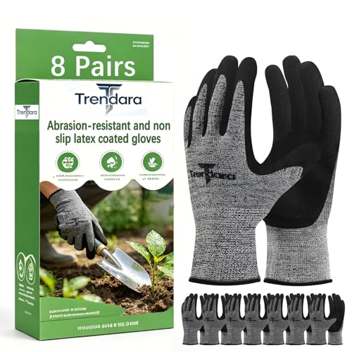 gardening gloves,garden gloves for women,Breathable latex dipped,Suitable for weeding and warehouse handling - color: 8 Pairs Gray Gloves