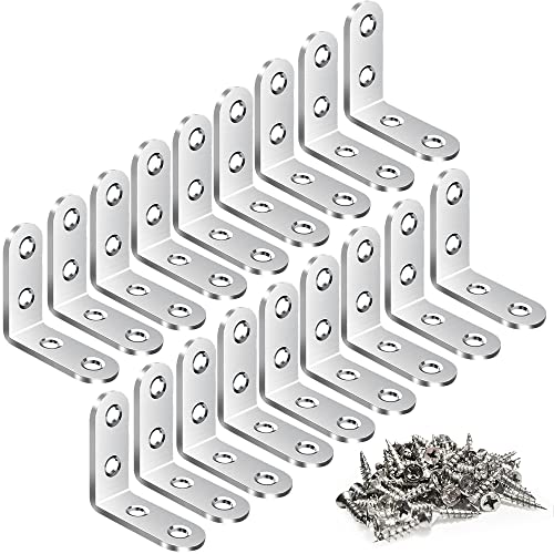 Vicuna R 18PCS L Bracket, Stainless Steel Corner Brace for Wood, Metal Right Angle Bracket for Furniture with 72PCS Screws (1.57 x 1.57 inch) - color: Silver, size: 40 mm