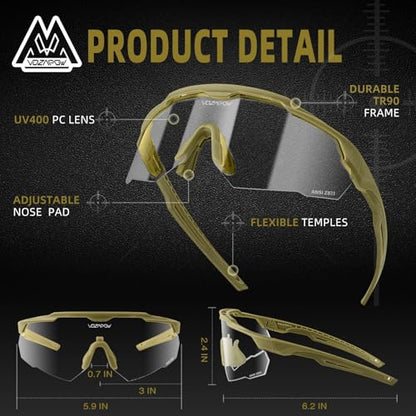 Shooting Glasses Anti Fog with High Definition Lenses, ANSI Z87+ Certified Tactical Safety Glasses for Men Women - color: A2-clear