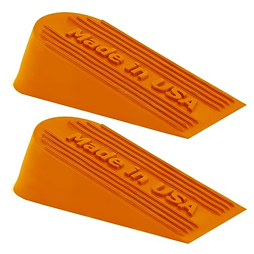 Halloween Orange Large Rubber Door Stopper Made in USA - Door Stop Wedge for Carpet, Tile, or Concrete - Door stoppers for Bottom of Door -Heavy Duty for Commercial & Home Use 6.5 x 2.75 x 1.9 in 2PK - color: Orange