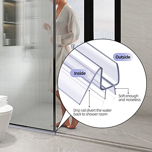 POZIA Shower Door Bottom Seal Frameless Glass Shower Door Seal Strip Clear Vinyl Durable Stop Shower Leaks and Create a Water Barrier Ultra Clear (1PACK-1/4in) - style: 1PACK-1/4in