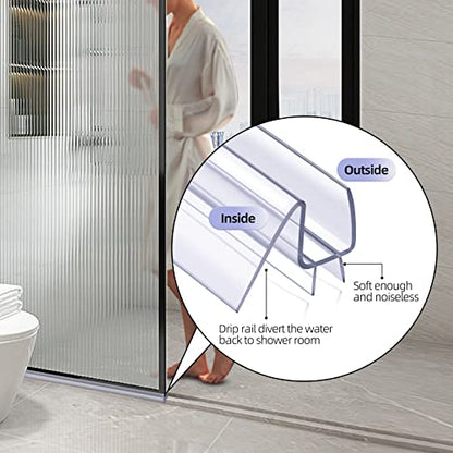 POZIA Shower Door Bottom Seal Frameless Glass Shower Door Seal Strip Clear Vinyl Durable Stop Shower Leaks and Create a Water Barrier Ultra Clear (1PACK-1/4in) - style: 1PACK-1/4in