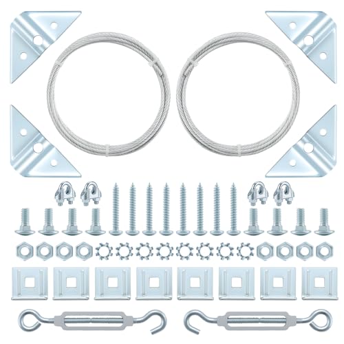 HOME MASTER HARDWARE 2 Pack Anti Sag Gate Kit for Wooden Fence Repair, Zinc Plated Steel, Anti-sag Gate Hardware Kit - Turnbuckle, Hooks, Heavy Steel Cable(7.5ft), Screws - color: Zinc, size: 2 Pack
