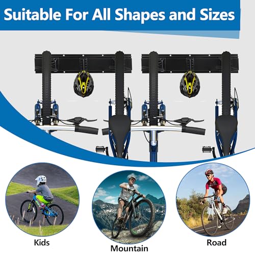 Sinoer Bike Storage Rack,Bike Storage Hanger, 4 Bikes + 3 Helmets Heavy Duty Bike Storage Vertical Bike Rack Holds up to 66lbs, 20 inches / 511mm -2 Rails - style: 4 Bikes - 20 inch - 2 Panels