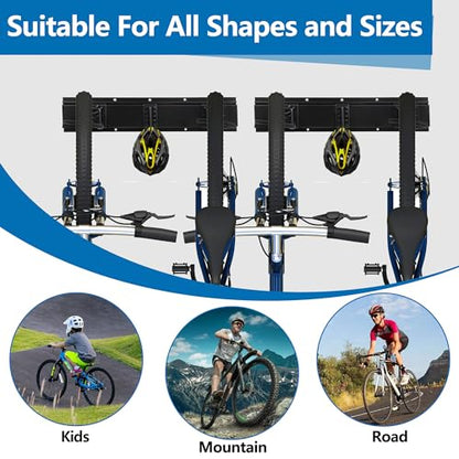 Sinoer Bike Storage Rack,Bike Storage Hanger, 4 Bikes + 3 Helmets Heavy Duty Bike Storage Vertical Bike Rack Holds up to 66lbs, 20 inches / 511mm -2 Rails - style: 4 Bikes - 20 inch - 2 Panels