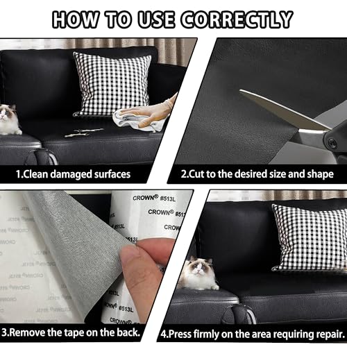 Leather Repair Tape,3.9 x 63 Inches Self Adhesive Leather Repair Patch,Vinyl Repair Kit for Furniture,Couches,Car Seats,Sofas,Office Chairs,Black - color: Black, size: 3.9*63inch