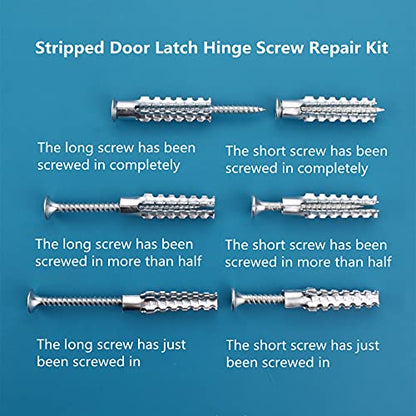 Screw Door Security Hardware Repair Kit - Jamb Reinforcement & Stripped Hinge Repair (Silver) - color: Silver