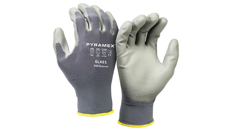 PYRAMEX GL401HT Series Polyurethane Safety Gloves With Retail Hang Tag Size Extra Small - size: X-Small