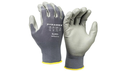 PYRAMEX GL401HT Series Polyurethane Safety Gloves With Retail Hang Tag Size Extra Small - size: X-Small