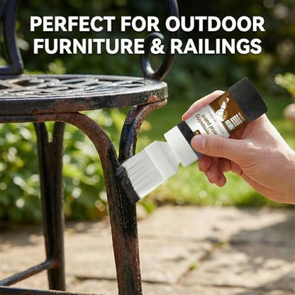 Black 2-in-1 Rust Converter & Touch Up Paint, 6.35 Fl oz, Rust Inhibitor & Anti-Rust Coating for Metal, Automotive, Chassis, UV Resistant - color: Metallic Black