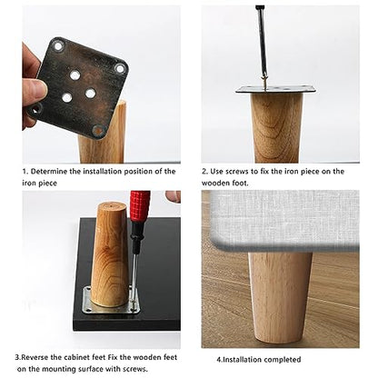 4 Pack Leg Mounting Plates Furniture Wooden Legs Mount Flat T-Plate Connector Attachment Bracket Base with Screws for Sofa Cabinet Chair Couche Seat Repair Replacement DIY