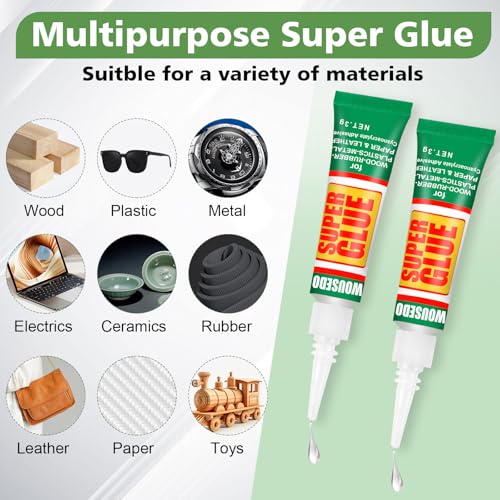 WOUSEDO 36 X 3g Super Glue Clear, Strong Adhesive,Super Glue Fast Drying Cyanoacrylate Glue for Wood,Rubber,Leather, Plastic, Metal, Rhinestone Jewelry, DIY Crafts and More - color: 36 X 3g