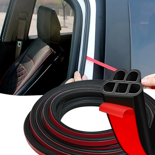 1PCS Car Door Seal Strip, Rubber Double Layer Weather Stripping, 32.8ft 5 Hole Self-Adhesive, Universal for SUV, Truck, RV Hood Cover Tailgate