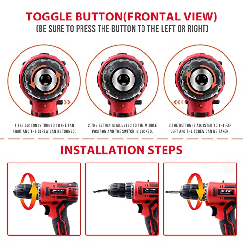 jar-owl Powerful Brushless Motor 21V Cordless Drill Set, 319 in-lb Torque, 0-1350RMP Variable Speed, 10MM 3/8'' Keyless Chuck, 25+1 Clutch, 1.5Ah Li-Ion Battery & Charger for Home Tool Kit - style: 21V Brushless Motor Red