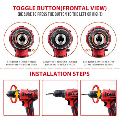jar-owl Powerful Brushless Motor 21V Cordless Drill Set, 319 in-lb Torque, 0-1350RMP Variable Speed, 10MM 3/8'' Keyless Chuck, 25+1 Clutch, 1.5Ah Li-Ion Battery & Charger for Home Tool Kit - style: 21V Brushless Motor Red