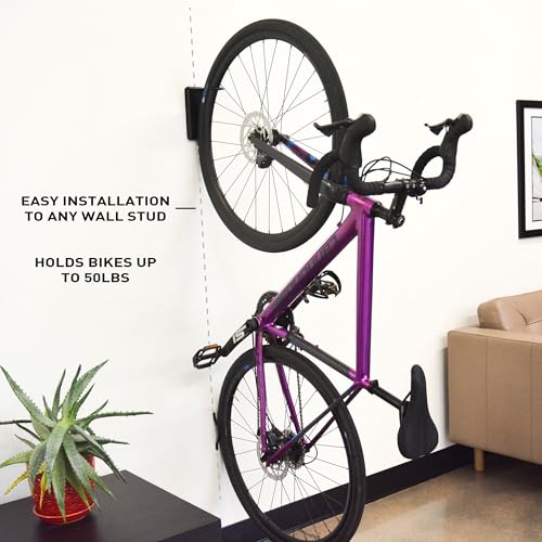 Feedback Sports | Velo Hinge 2.0 (Single) Pivoting Swivel Bike Wall Mount | Vertical Bicycle Hanger | Garage Fold Away Bike Hook | Road, Gravel, Mountain Bike Compatible