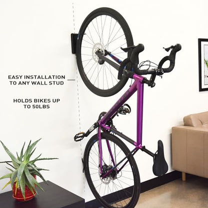 Feedback Sports | Velo Hinge 2.0 (Single) Pivoting Swivel Bike Wall Mount | Vertical Bicycle Hanger | Garage Fold Away Bike Hook | Road, Gravel, Mountain Bike Compatible