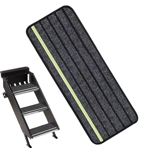 Landing Mat, Carpet Stair Treads for Wooden Steps, Anti Slip Carpet Stair Mat with Self Stick Adhesive, Foldable Protective Rug for Staircase, Camping Vehicle Use