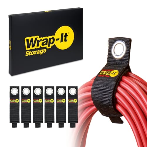 Heavy-Duty Wrap-It Storage Straps, 10-inch (6 Pack) - Hook and Loop Extension Cord Organizer Hanger, Cord Keeper, Cable Straps for Cords, Hoses, and Garage Storage - size: 10" (6-Pack)