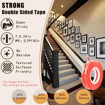 PHIXBEAR 0.2in Double Sided Tape Heavy Duty, Thickening, No Damage, Textured Surfaces Friendly, for LED Strips, Car Decoration, Rain Visor, Spoiler, Walls, and Posters