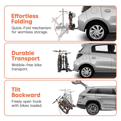 CRAVOT CyberRack S2 Ebike Rack, 300 lbs Capacity Foldable Bike Racks for Tow Hitch Heavy Electric Bike Carrier for 2 E-Bike, Up to 5-inch Fat Tire 2'' Receiver - style: S2-300lbs