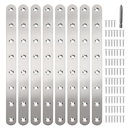 8 Pack Straight Brace,Flat Brace 9.7” x 0.75”,Stainless Steel Flat Metal Braces,Repair Bracket with Screws - size: 246mm/8 Pcs