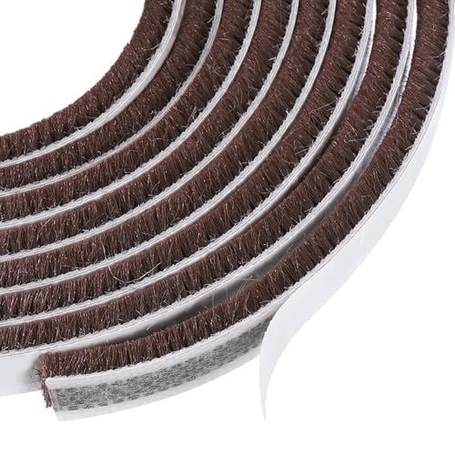PATIKIL Pile Weather Stripping, Self Adhesive Weatherstripping Brush Fuzzy Door Weather Seal Strip Insulation for Window Door Frame, Brown (16ft Lx3/8 Wx1/4 H) - color: Brown, size: 16ft x 3/8" x 1/4"