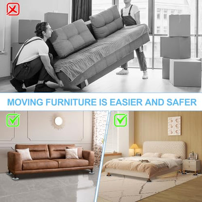 New Upgrade Furniture Movers Sliders, 4+4 Pack 4.3" Multi-Surface Furniture Sliders with Groove Design, Round 4PCS Moving Pads and 4 Hardwood Socks, Protect Floor and Easily Move Furniture - size: 4.3in Round 4+4Pack