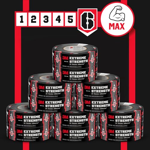 3M Extreme Strength Duct Tape 2830, 1.88 in x 30 yd, Double-Thick Adhesive, Heavy-Duty Waterproof Black Tape, Indoor/Outdoor Use, 12 Rolls - size: 1.88 inches x 30 yards, style: 12 Rolls