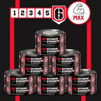 3M Extreme Strength Duct Tape 2830, 1.88 in x 30 yd, Double-Thick Adhesive, Heavy-Duty Waterproof Black Tape, Indoor/Outdoor Use, 12 Rolls - size: 1.88 inches x 30 yards, style: 12 Rolls