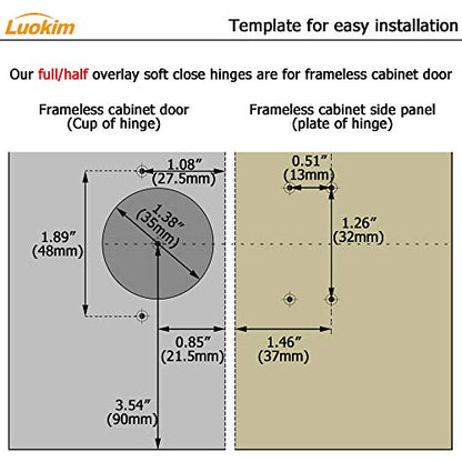 4pcs Half Overlay Cabinet Hinge Frameless Concealed Door Hinges European Soft Closing Four-Hole Mounting Plate Hinges Nickel Plated Finish - color: Half Overlay, size: 2 Pairs