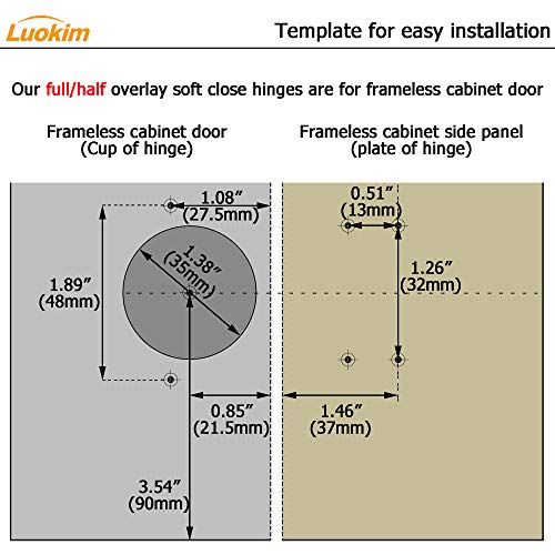 20pcs Full Overlay Cabinet Hinge Frameless Concealed Door Hinges European Soft Closing Four-Hole Mounting Plate Hinges Nickel Plated Finish - color: Full Overlay, size: 10 Pairs