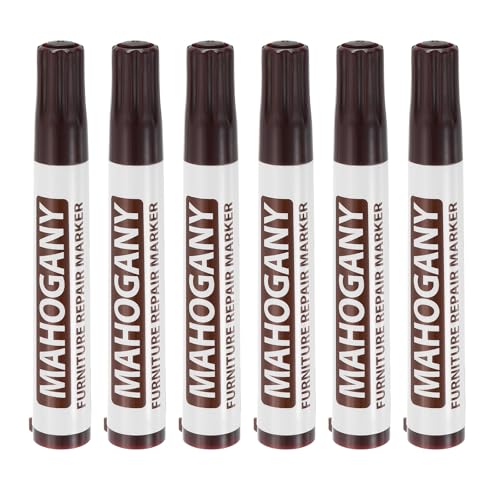 uxcell Furniture Repair Wood Markers, 6 Pcs Mahogany Touch Up Filler Sticks, Oil Based Paint Markers for Scratches, Wood Floors, Tables, Cabinet, Carpenters, Cover Ups - color: Mahogany