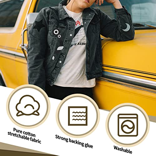 KING MOUNTAIN Iron-on Repair Patch 20 Pcs Pack,100% Cotton Iron-on Repair Patch,3" x4-1/4 with Back Glue Fabric Repair Kit,Repair Denim, Clothes and Fabric (Black1.0) - color: Black1.0, size: Cotton-3"x4-1/4"