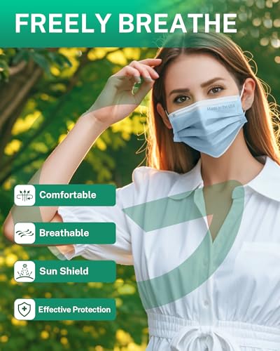 Disposable Face Masks Made in USA, 4 Ply for Families, Students, Breathable All-Day Wear & Safety, FSA HSA Eligible, ASTM Level 3 Medical Grade (50 Pack, Light Blue) - color: Light Blue, size: 50 Pack, style: Resealable Bag