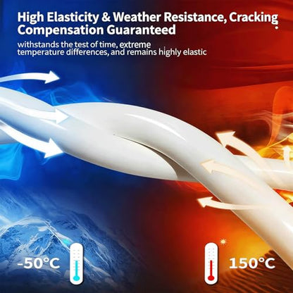 9900 Sealant Waterproof,Outdoor Silicone Sealant, Permanently Repairs Roof & Wall Cracks, Waterproof, Heat & Stretch-Resistant, Tough & Tear-Proof for Exteriors (White) - color: White