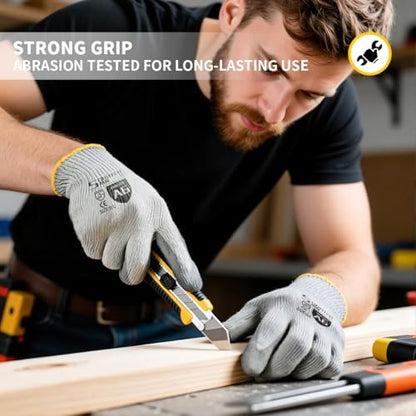 Cut Resistant Work Gloves, ANSI A6, PU Coated Palms for Flexible No Slip Grip, Food Grade, Abrasion Resistant - size: 4 PAIRS - XL