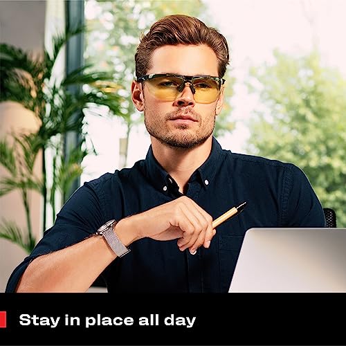 NoCry Yellow Safety Glasses for Men – ANSI Z87 Rated Shooting Eyewear with Scratch and Fog Resistant Lenses – Blue Light Blocking, 100% UV Protection – Fully Adjustable for a Comfortable Fit - color: Yellow