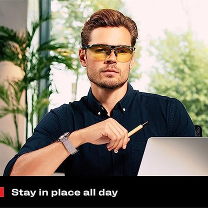 NoCry Yellow Safety Glasses for Men – ANSI Z87 Rated Shooting Eyewear with Scratch and Fog Resistant Lenses – Blue Light Blocking, 100% UV Protection – Fully Adjustable for a Comfortable Fit - color: Yellow